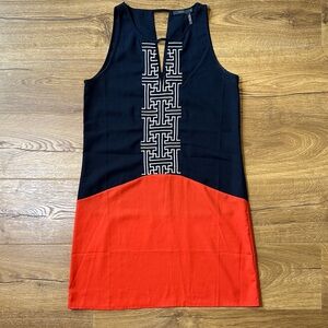 Anthropologie THML Orange and Navy Dress Medium